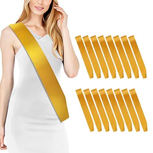 16 Pcs Satin Sash - Dark Yellow Bride To Be Sash, Plain, DIY Sashes For Pageants, Birthday, Graduation, Hen Party, Homecoming, Custom Make Your Own