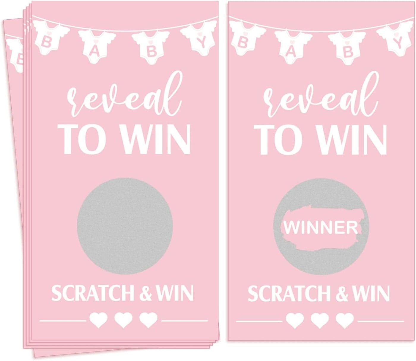 Jexine 60 Pieces Baby Shower Games for Girls Pink Scratch off Games Funny Raffle Cards Scratch Tickets for Activity Favor