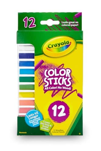 Crayola Color Sticks 12 Count Woodless Colored Pencils Set for Kids Classroom Art Supplies Fine Lines Broad Strokes NonToxic