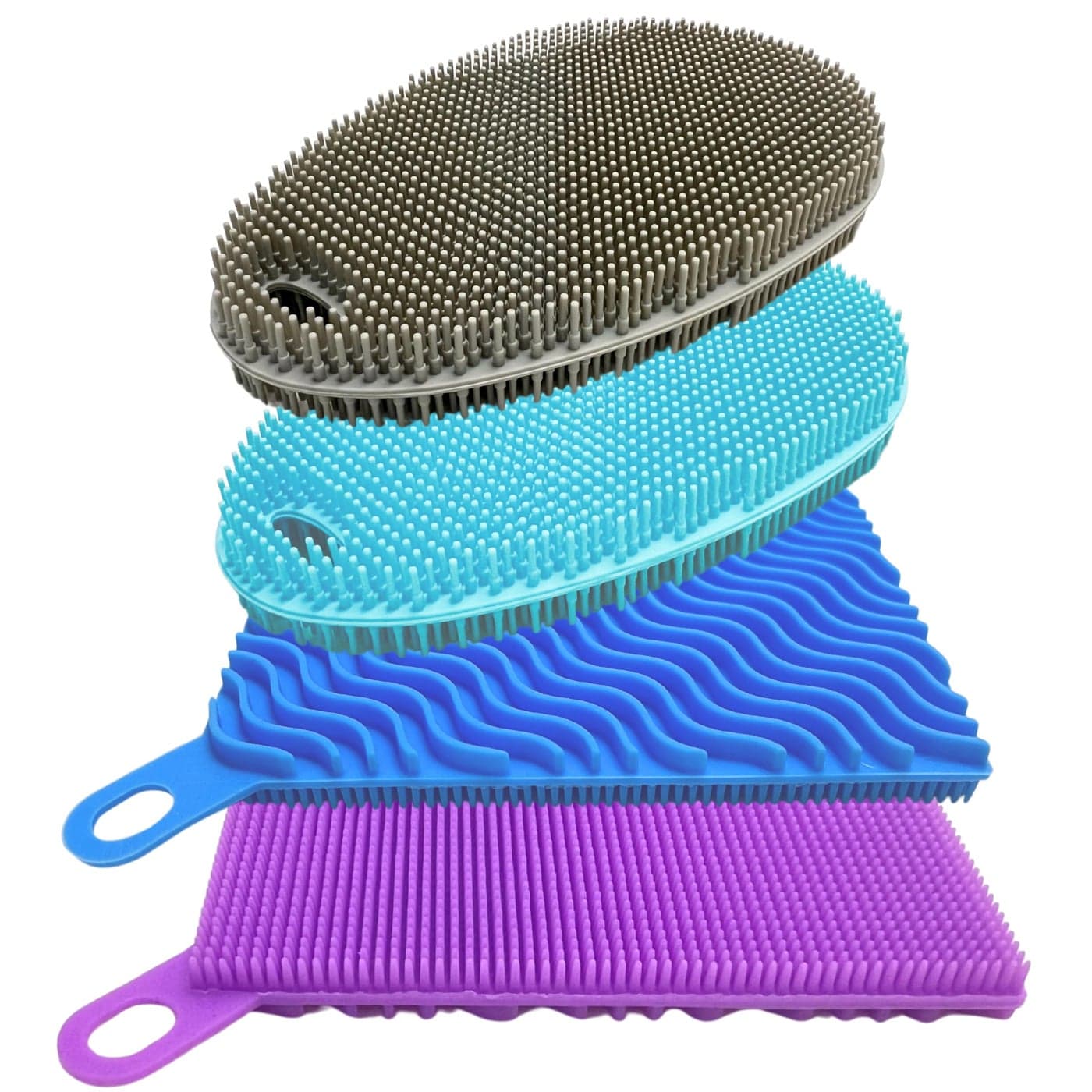 Silicone Sponges for Dishes 4 Pack DualSided Dish Scrubber and Sponge Food Grade BPA Free Silicone Dish Sponge Housecleaning