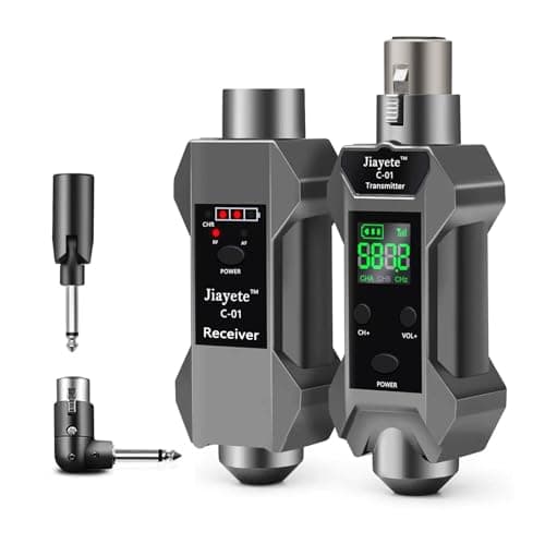 UHF Wireless XLR Transmitter & Receiver, Dynamic Microphone Adapter, 8 Hours Use Time, 16 Channels, 164 Feet Range, Dark Gray, Suitable for Bass, Guitar, Audio Mixer, PA System