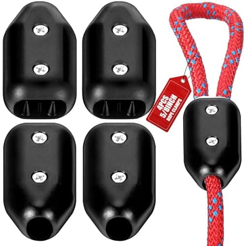 VioraWhite 4 Pcs Rope Clamps, Reusable Rope Clamp 5/8 Inch Plastic Connector Clamp Suitable for 13-15 mm Nylon or Braided Ropes, Black