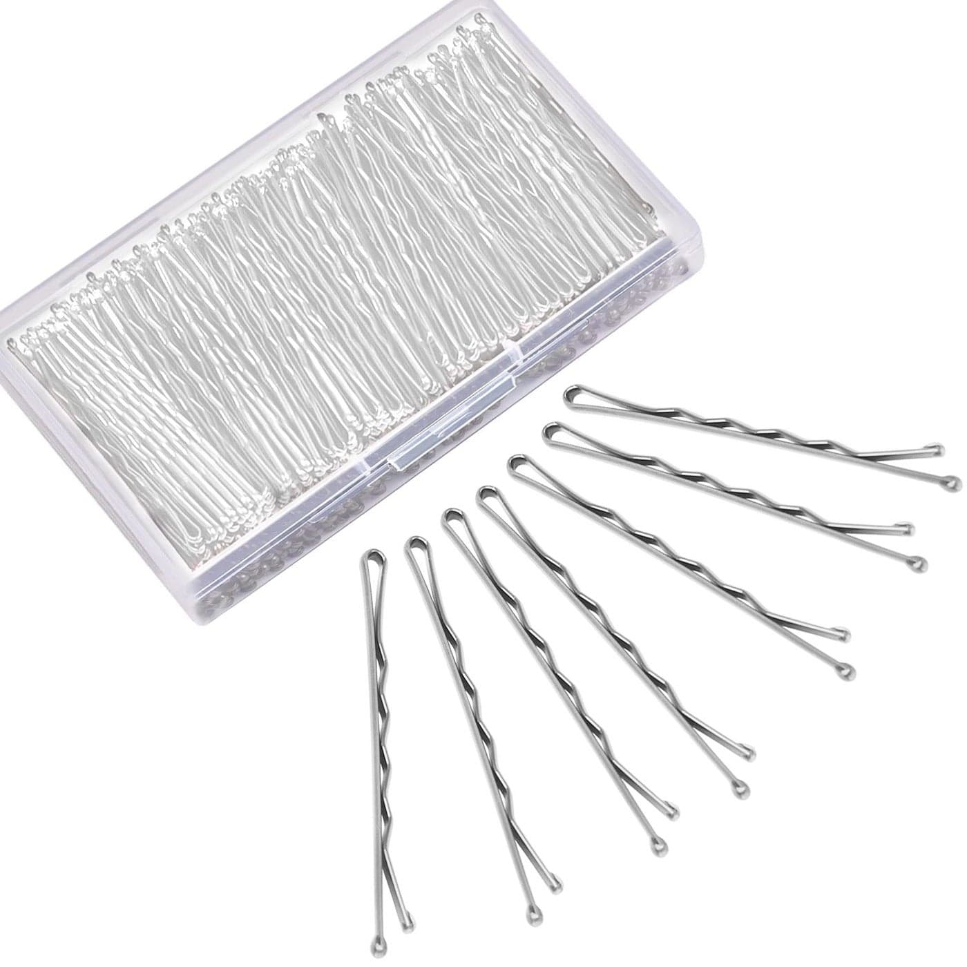 MORGLES 240PCS Silver Bobby Pins with a Box 22 Inches Bobby Pins for Gray Hair