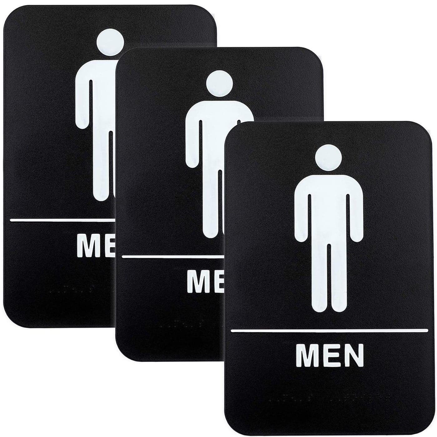 Excello Global Products Plastic Restroom Sign Easy to Mount with Braille ADA Compliant Great for Business 6x9 Men Pack of 3