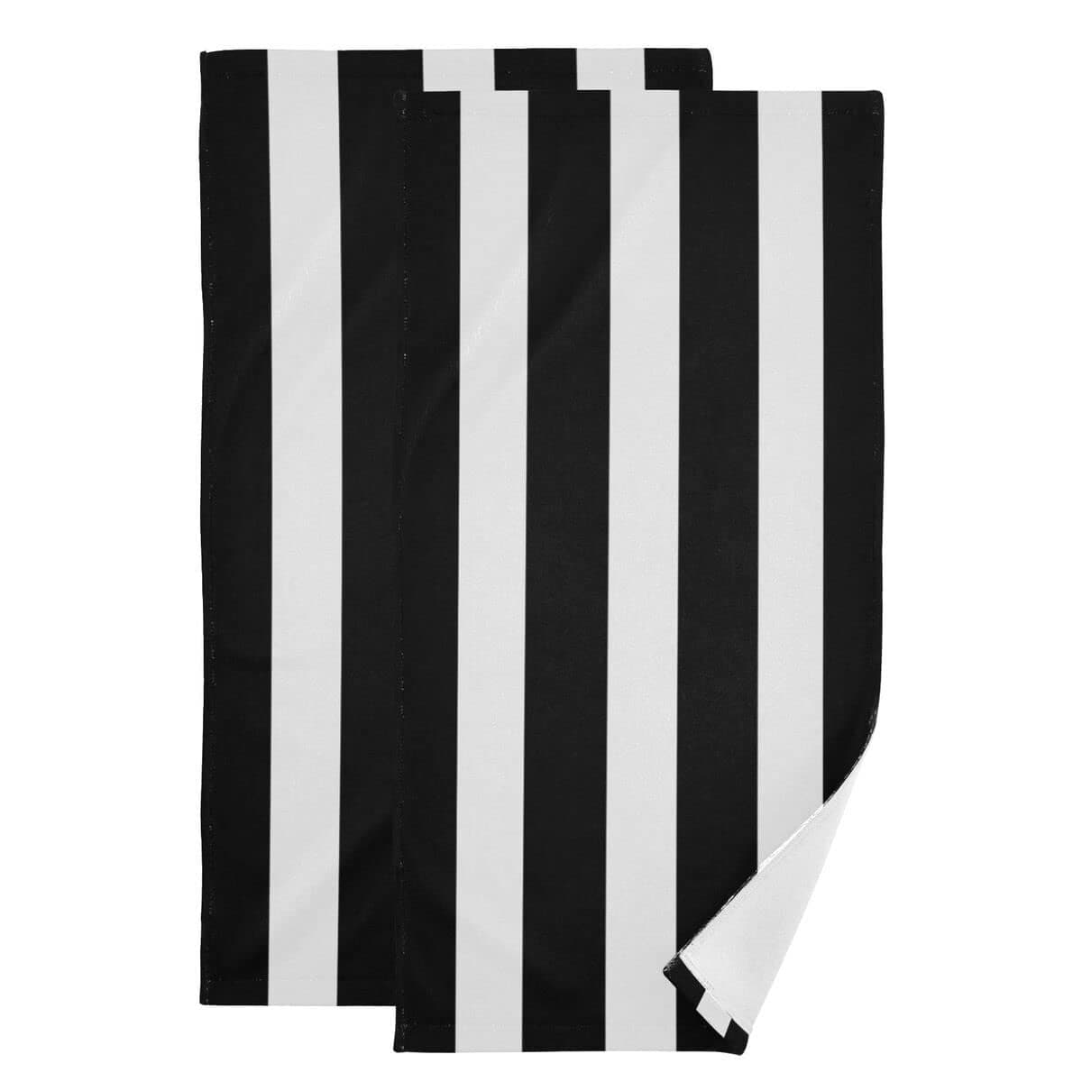 Black and White Hand Towels Classic Black and White Striped Towels Modern Simple Bath Towels Absorbent Microfiber Fingertip Towels for Bathroom Kitchen Gym 14 x 28 Inch Set of 2