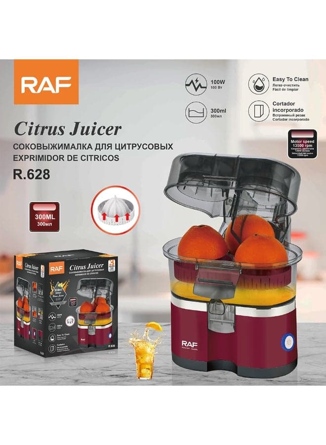 RAF R-628 Citrus Juicer 100W Easy Clean, 300ml Bowl, 2 Pin Power, Automatic Rotation, Orange Lemon Fruit Extractor