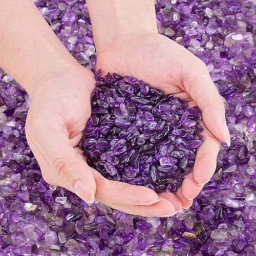 EZEELAI 0.88 Lb Amethyst Crushed Stones Crystal Quartz Chips, Natural Tumbled Stones Irregular Shaped Gravels Pebbles Healing Stones for Vases Filler, Aquarium Gravel Rocks, Succulent Plants Decor
