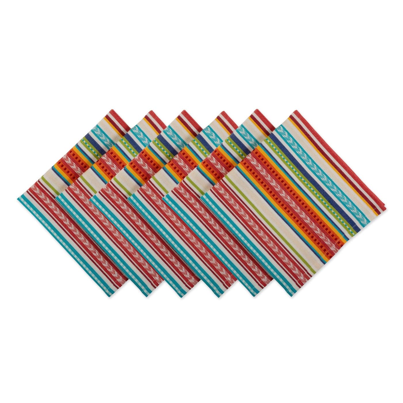 DII Cotton Napkin Set Machine Washable Everyday Basic 20x20 Baja Stripe 6 Count