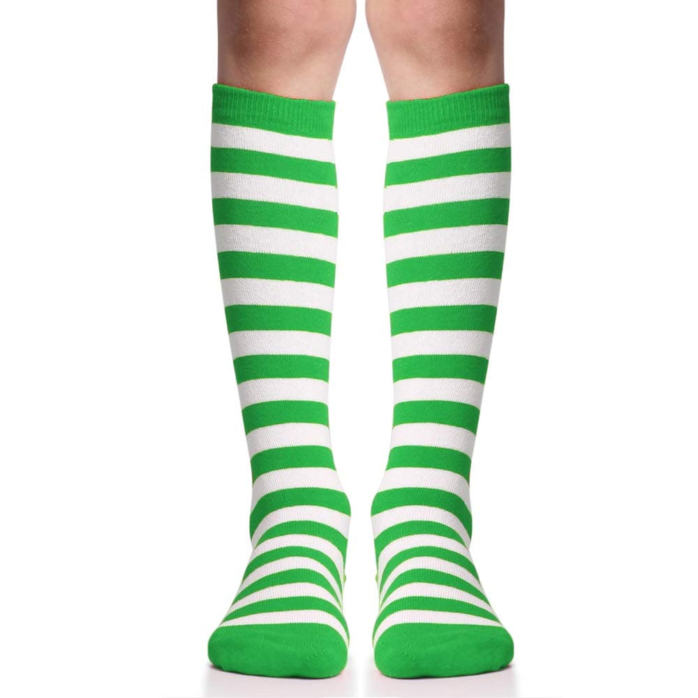 juDanzy Knee High Socks With Grips for Babies Toddlers Children one pair 24 Years Green and white stripe