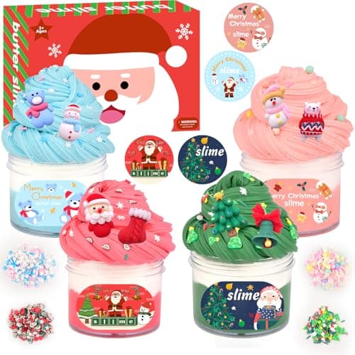 Christmas 4 Pack Butter Slime Xmas Toys Kit Classroom Party Favors for Kids 812 Party Favors for Classroom Birthday Christmas Stocking Stuffers Slime Advent Calendar 2025