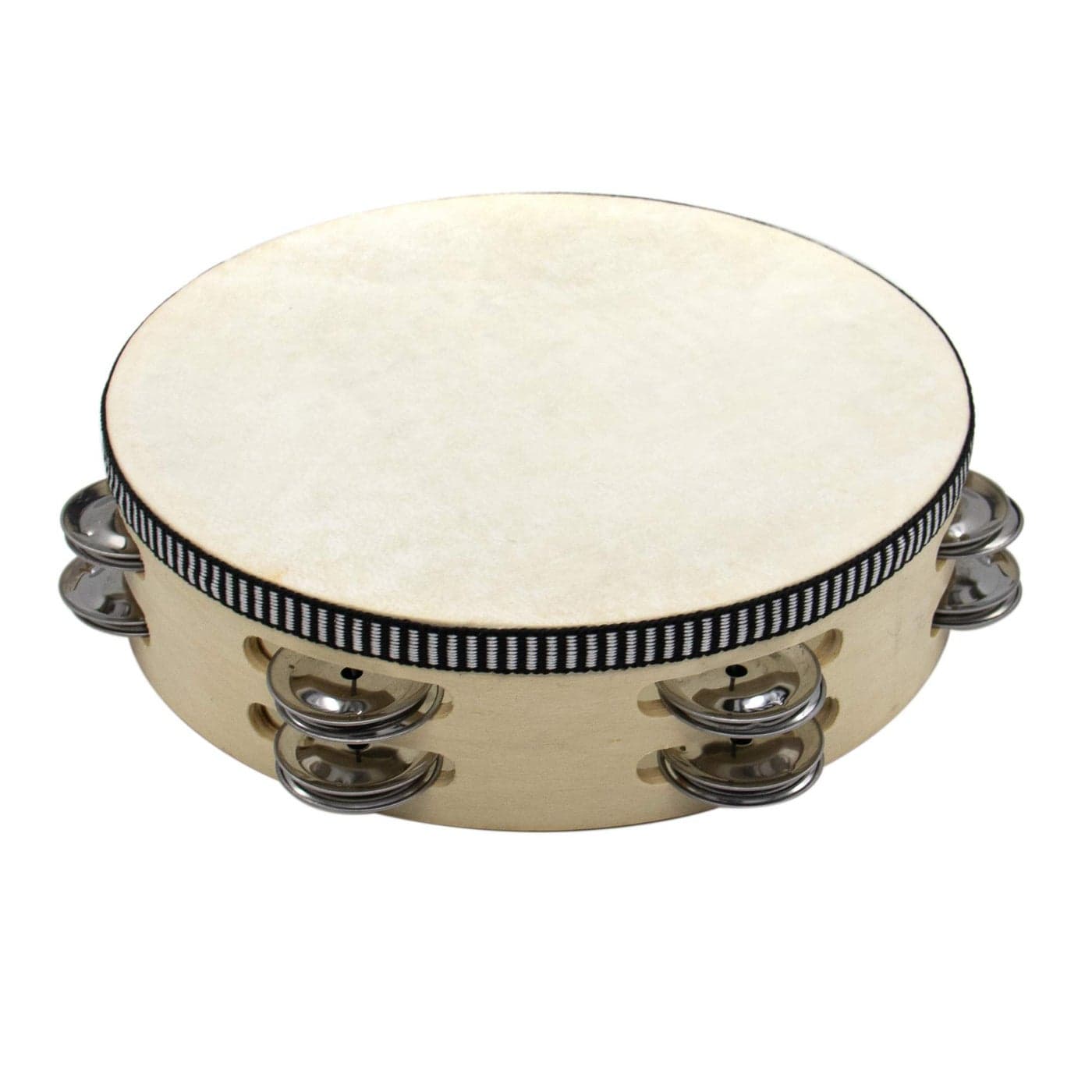 AUEAR, Double Row Jingles Handheld Tambourine Creative Wooden Drum for Adults Percussion Musical Educational Toy Party Game Church (1-Pack, 8 Inch)