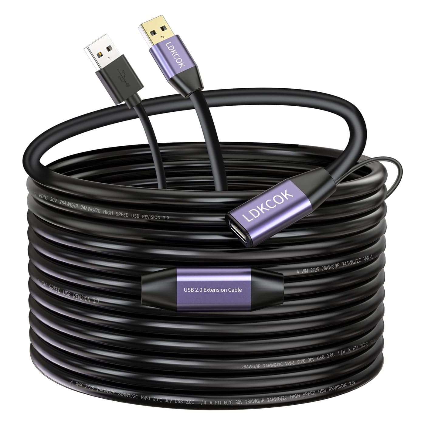 LDKCOK USB 20 Type A Male to A Female Active Repeater Extension Cable 50ft High Speed 480 Mbps
