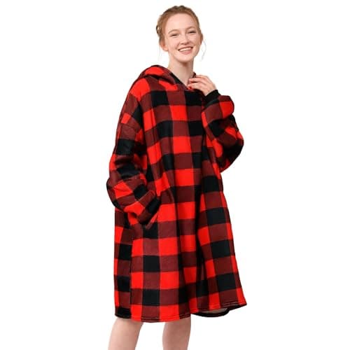 LetsFunny Blanket Hoodie,Oversized Wearable Sherpa Fleece Blanket Sweatshirt,Super Soft Warm Cozy with Giant Pocket,Gifts for Women Men Adults Teenagers Kids, One Size Fits All