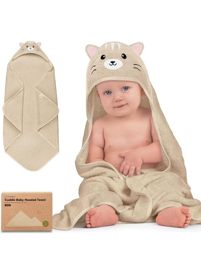 KeaBabies Hooded Baby Towel for Newborn - Viscose Derived from Bamboo Large Baby Bath Towels with Hood for Boys, Girls, Toddler, Extra Absorbent & Soft Newborn Bath Essentials (Cat)