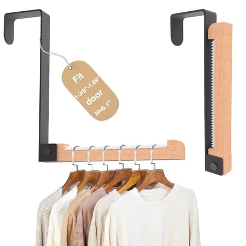 Haihomebest 2 Pack Over The Door HooksL61 Over Door Hanger Heavy Duty No Drill Hanger for Towels Coats Hats Bags in Bathroom Bedroom Kitchen Living RoomBlack