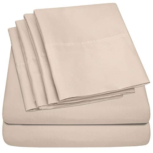 Cal King Size Bed Sheets - 6 Piece 1500 Supreme Collection Fine Brushed Microfiber Deep Pocket California King Sheet Set Bedding - 2 Extra Pillow Cases, Great Value, California King, Beige