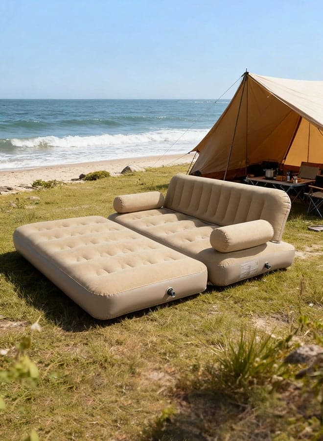 Double Inflatable Sofa Bed with 4000mAh Built-in Pump - One-Touch Automatic Rapid Inflation & Deflation for Instant Setup, Portable Foldable Air Couch Perfect for Indoor Guest Bed, Outdoor Camping, Beach, and Garden Lounging