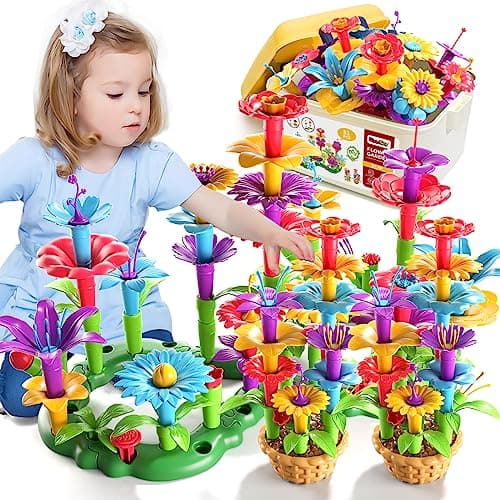Garbo Star Girl Toys for 3 4 5 6 Year Old Girls Birthday Gift Flower Garden Building Toys Set for Girls Toddlers Kids Ages 35 Building Educational Stem Toys