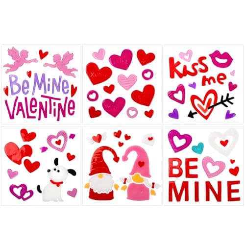 Valentines Window Clings Gel, Kiss Me, Be Mine Valentine,Cupid,Heart Love Gnome Window Clings for Glass Windows,Valentines Window Stickers,Valentines Day Decorations