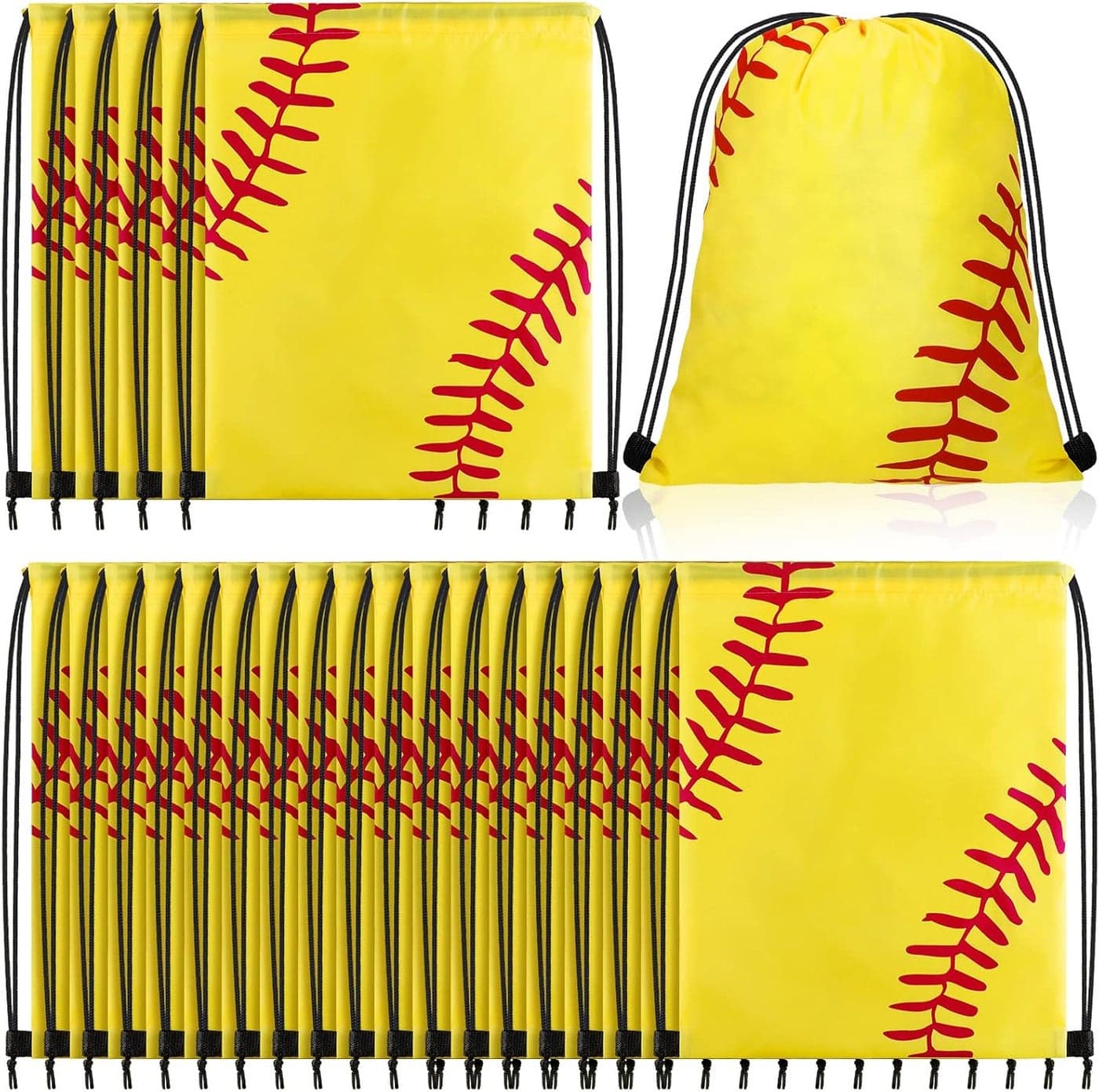 Shappy 20 Pieces Large Basketball Drawstring Bag Sport Football Bags Backpack Bulk Goodie Bags Favors for Kids Gift Bags Supplies for Birthday Party 13 x 17 InchSoftball