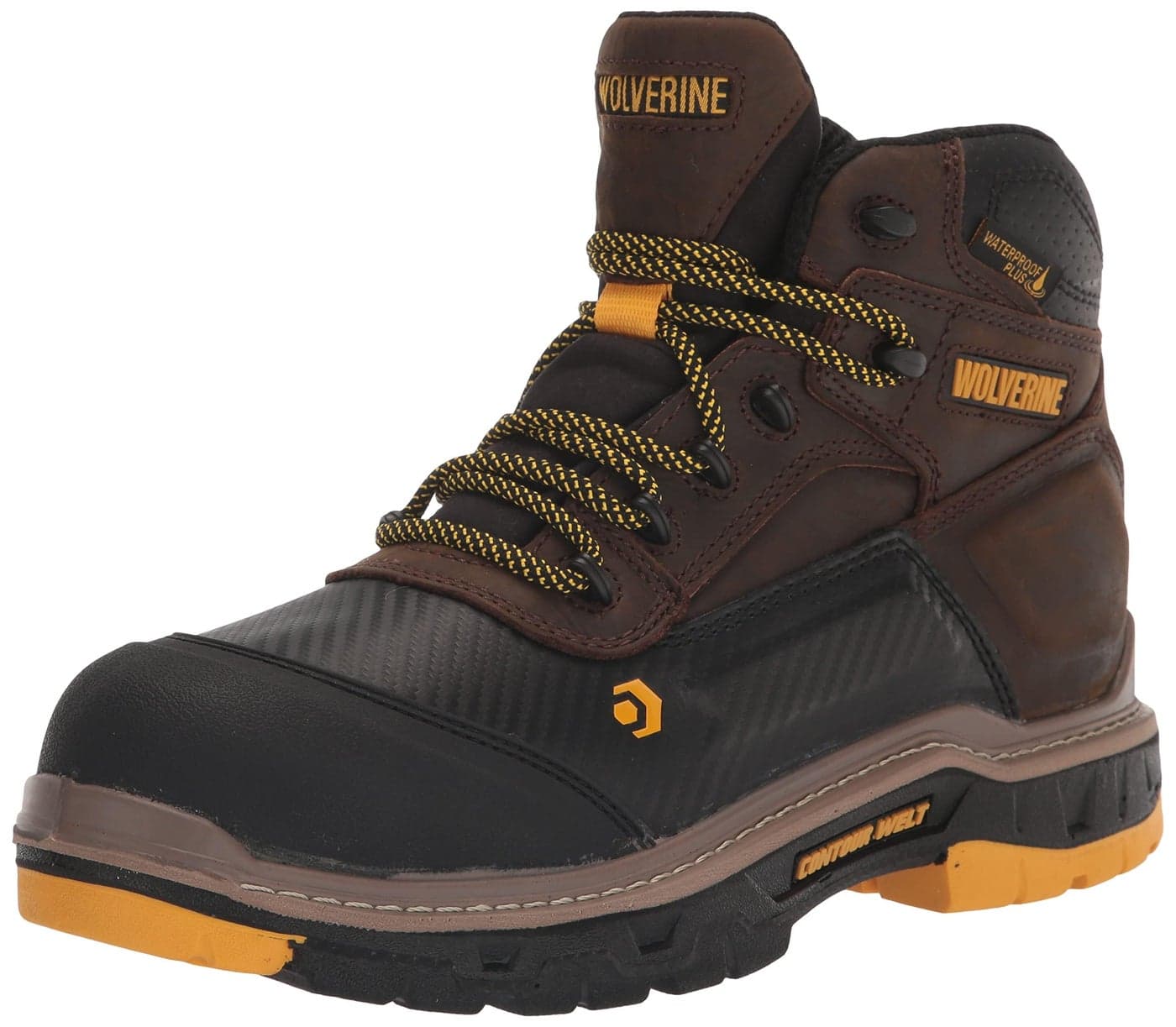 Wolverine Men'sOverpass 6" Mid Composite Toe Waterproof Work Boot, Dark Coffee, 9.5 Medium