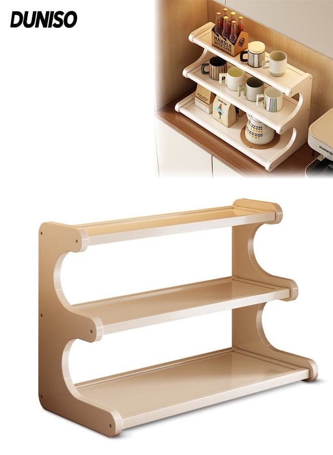 3-Tier Desktop Storage Rack,Multifunctional Desktop Shelf Organizer,Table Top Shelving Display Stand,Sturdy and Durable,for Office Home or School,30cm,White