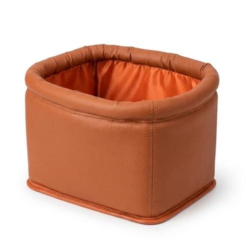 KINGBERWI Leather Car Trash Can, Luxury Car Organizer, Leakproof Garbage Can for Car and Trucks, Brown