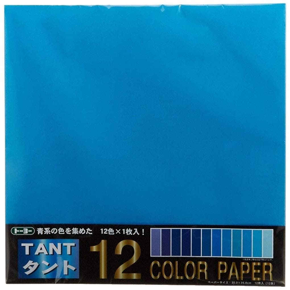 Toyo 068302 Origami Tanto Color Paper 138 inches 35 cm Square Blue Pack of 12
