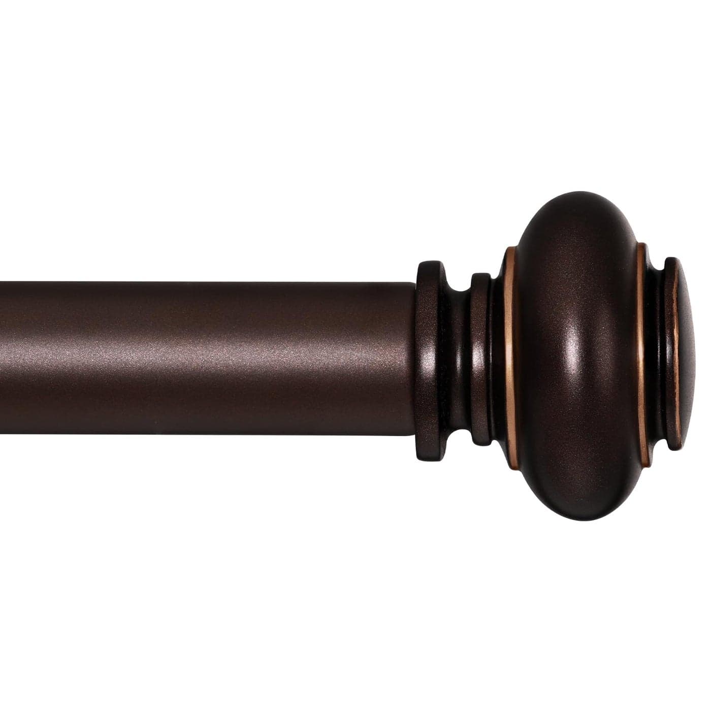 SIMEWIN Bronze Curtain Rods for Windows 66 to 120 Inches Adjustable Decorative 1 Inch Diameter Single Window Curtain Rod Set with Classic Finials Bronze with Gold Finishing