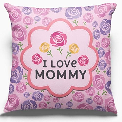 TheYaYaCafe Birthday Gifts for Mom 12 x 12 inches I Love You Mommy Printed Velvet Cushion (with Filler) Throw Pillow