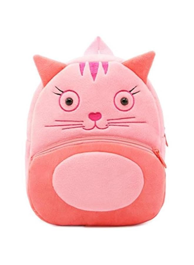 Cute Toddler Backpack Toddler Bag Plush Animal Cartoon Mini Travel Bag for Baby Girl Boy 2-6 Years(Cat)
