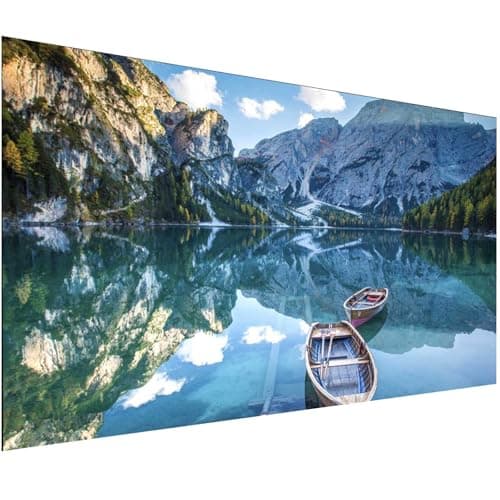 Diamond Painting Kits for AdultsLarge Sunset Lake Boats Diamond Art Painting for Beginners Diamond Round 5D Full Drill Paint with Diamonds Pictures Gem Art Painting Kits DIY Crafts Kits 28X16in