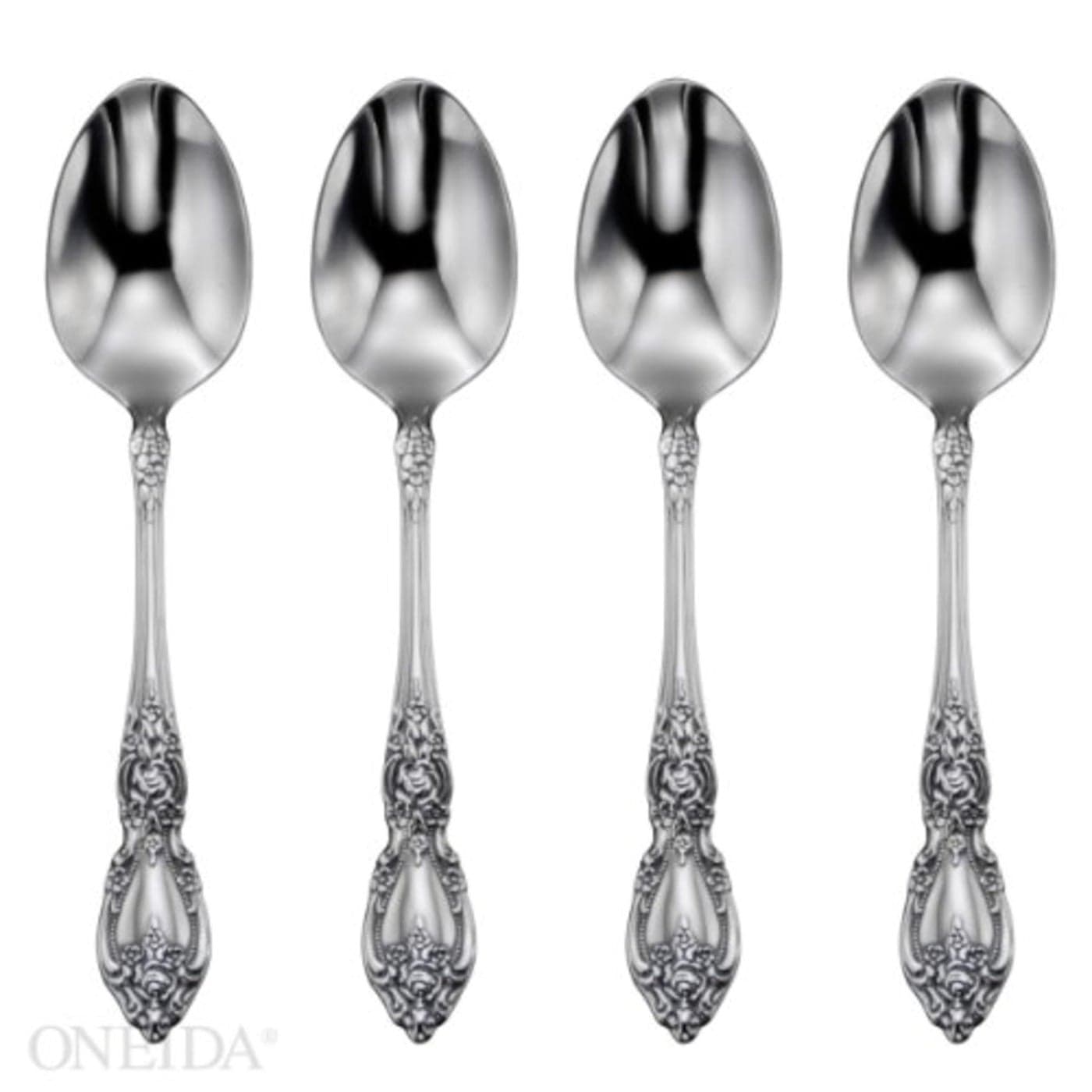 Oneida Wordsworth Everyday Flatware Dinner Spoons 180 Stainless Steel Set of 4 Silver