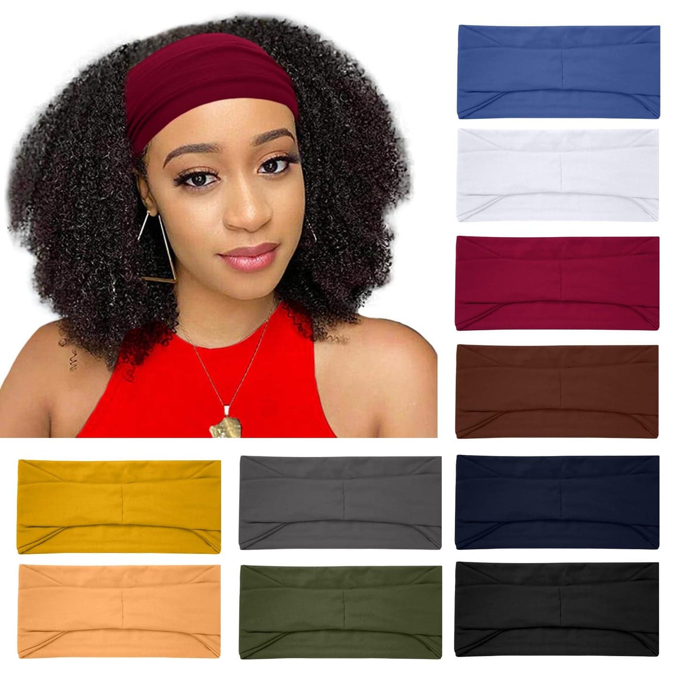 RITOPER 10 Pack Headbands for Women, Wide Non Slip Headbands for Workout Yoga Running Fitness, Super Soft Thick Elastic Head Bands Hair Bands Comfort for Working Out, Spa Day, Travel & More