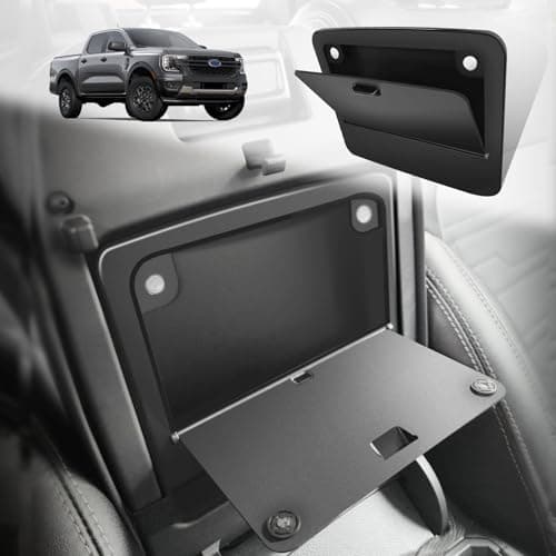 Muslogy Center Console Hidden Organizer Magnet Opening Design Compatible with Ford Ranger 2024 2025 Accessories Armrest Hidden Storage Box Insert Secret Organizer Magnetic Switch