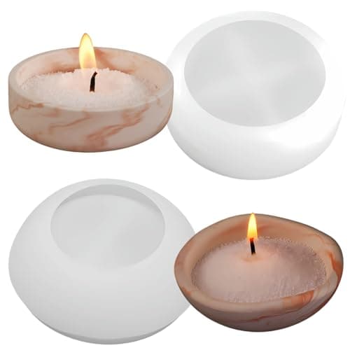 XMOX 2 Pack Mini Bowl Mold, Round Tray Silicone Molds for Plaster Cast Concrete Cement, Short Cup Resin Molds, Jewelry Container Plates Candle Holder Berry Dish for Home Decor DIY Craft