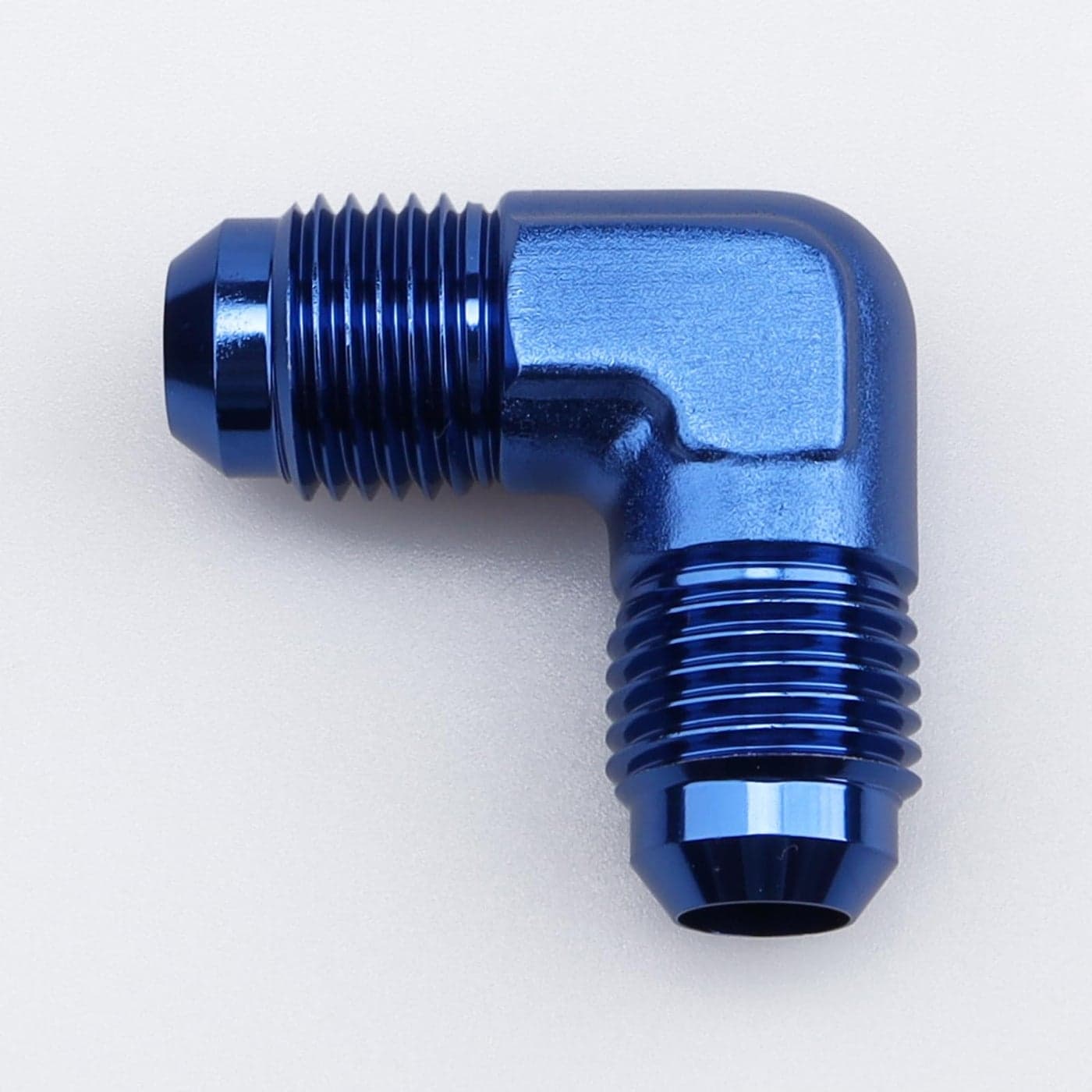 AC PERFORMANCE 6 AN Male to Male Flare 90 Degree Union Coupler Fitting Adapter Aluminum Blue