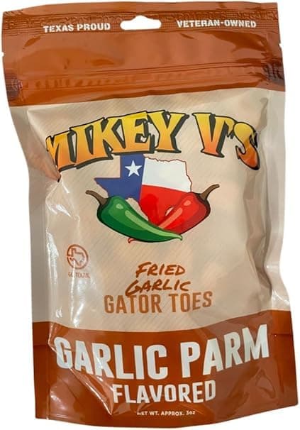 Mikey V's Garlic Parmesean "Gator Toes", Deep Fried Garlic Snacks, 3.9oz.