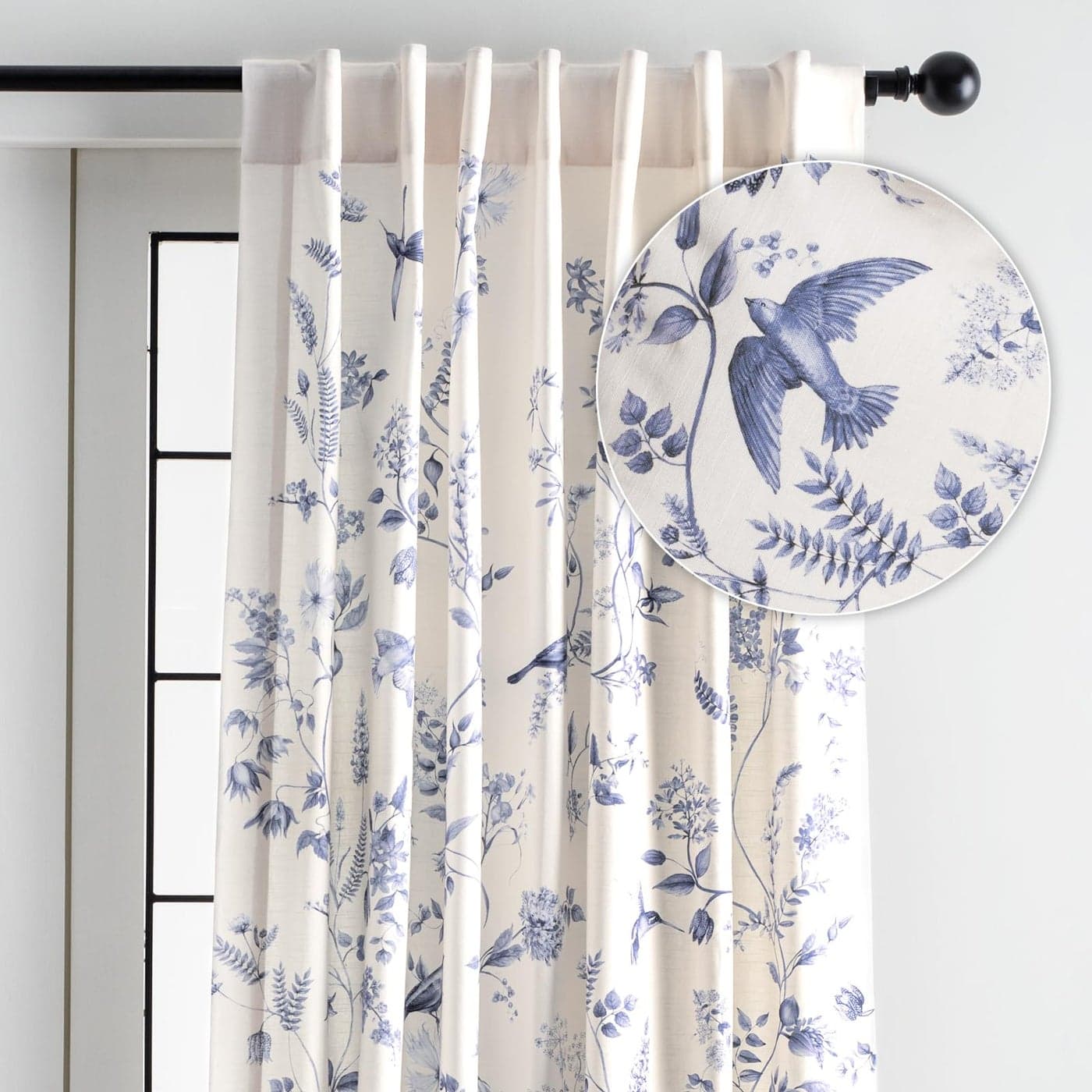 Maison dHermine Curtains for Living Room 100 Cotton 84 inch Length One Panel Light Filtering Curtains for Bedroom Windows with Rod and Loop Pockets Drapes Neo Ipomee Beige 50 W x 84 L
