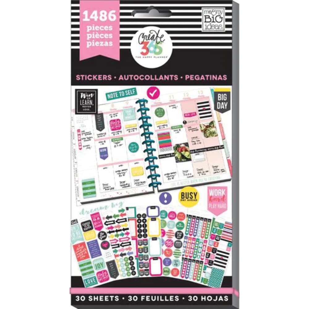 me my BIG ideas Sticker Value Pack The Happy Planner Scrapbooking Supplies Everyday Plans Theme MultiColor Great for Projects Scrapbooks Albums 30 Sheets 1486 Stickers Total