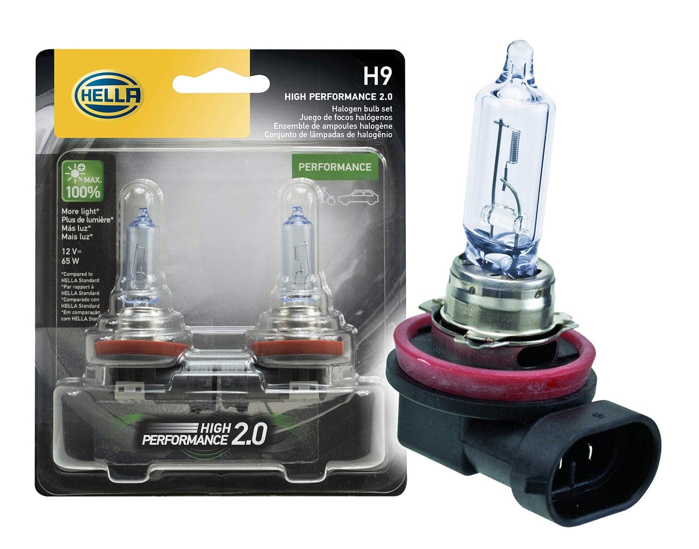 HELLA H9 20TB High Performance Bulb 12V 65W 2 Pack