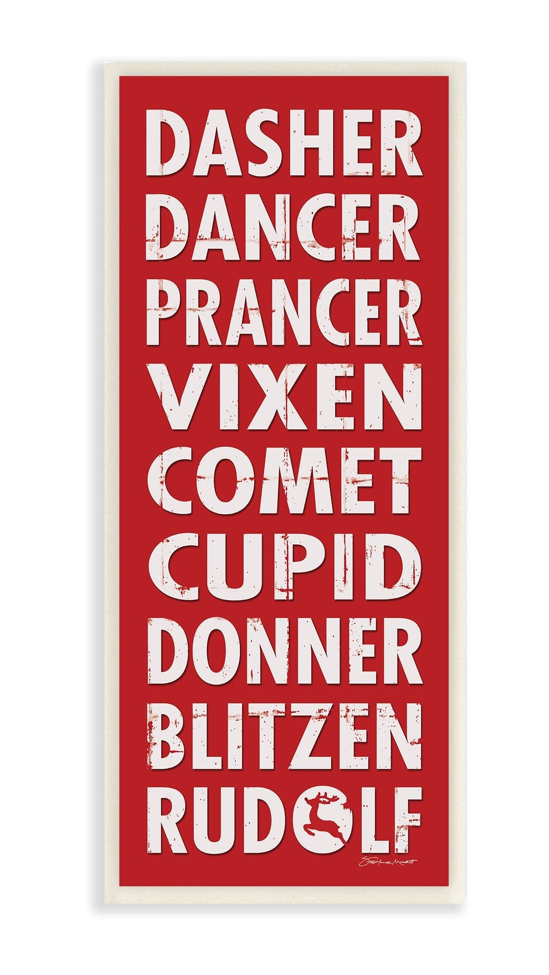 Stupell Industries Reindeer Names Typography Wall Plaque 7 x 17 MultiColor
