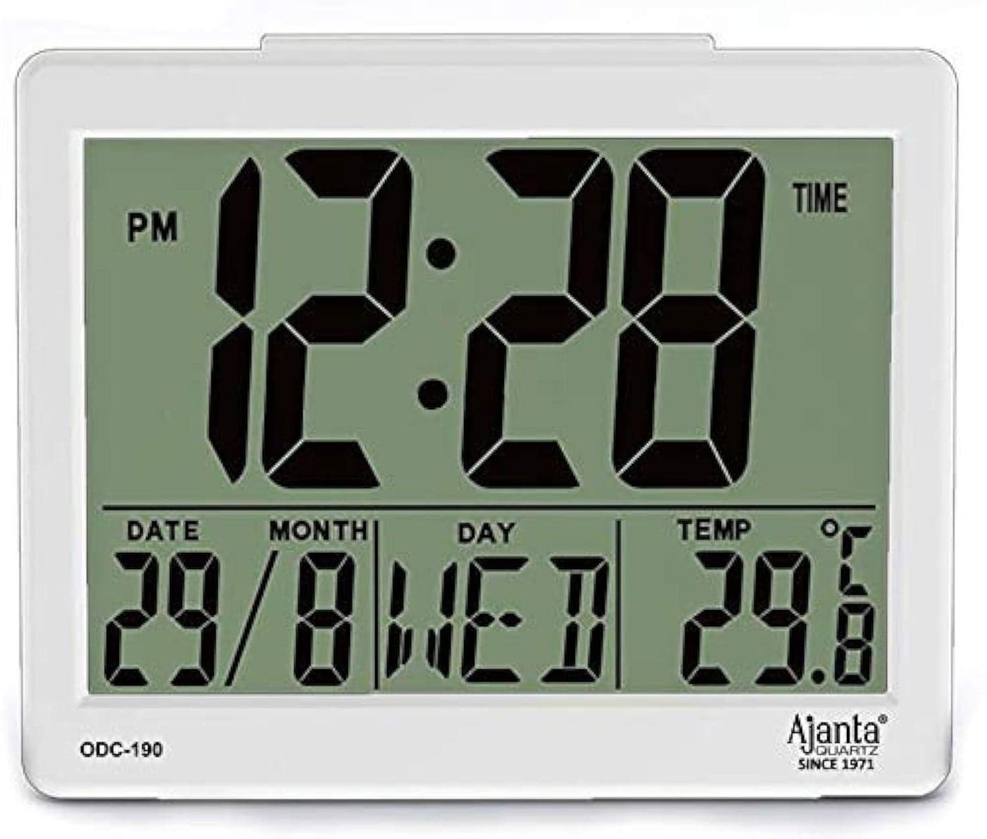 Ajanta Quartz Plastic Abstract Digital Alarm and Table clock, (8 x 7 x 3.5 cm, White, ODC 190)