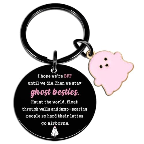 Bestie Gifts for Women Funny Ghost Keychain Best Friend Birthday Gifts for Women Valentine's Day Christmas Gift for Best Friends Bestie Sister Bff Cute Halloween Basket Stuffers Friendship Gift