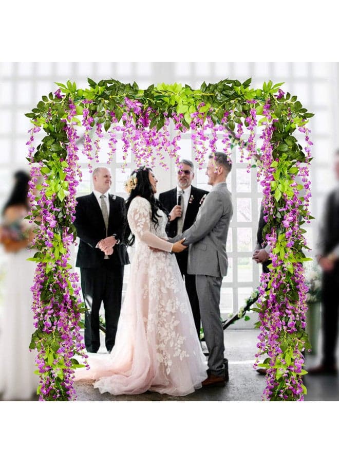 DearHouse 4Pcs 6.6Ft/Piece Artificial Flowers Silk Wisteria Garland Artificial Wisteria Vine Rattan Silk Hanging Flower for Home Garden Outdoor Ceremony Wedding Arch Floral Decor