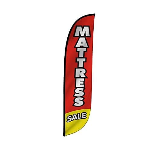 LookOurWay Feather Flag Banner - 12 Feet Tall Advertising Flags for Outside Business and Events Promotion - Swooper Flag Only - Furniture & Mattress Store - Mattress Sale Red (10M1200059)