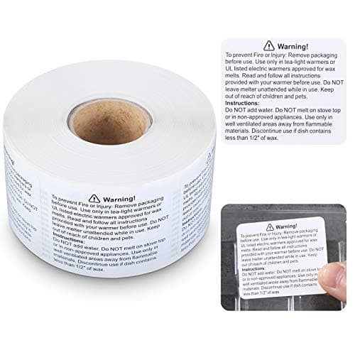 600 Pieces Wax Melt Warning Labels for Clamshell Warning Labels for Wax Melt Molds 18 x 15 InchesWhite