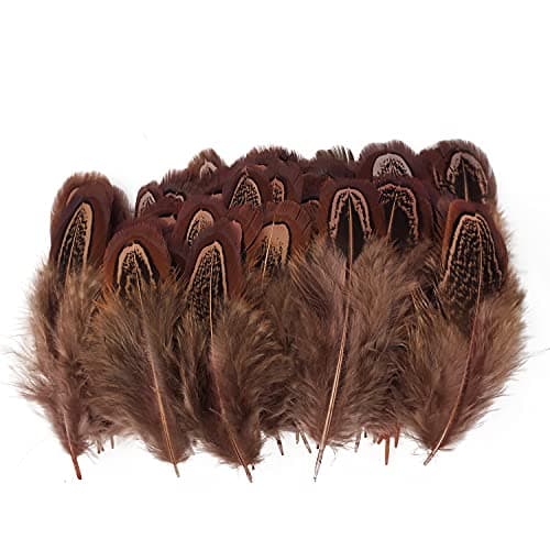 100 pcsHappy Feather Natural Pheasant Plumage Feathers 23 Inches Plumage Feathers for Sewing Crafts Clothing Decorating Accessories Coffe