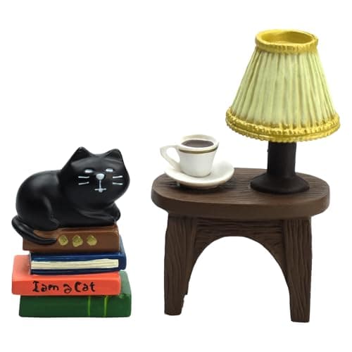 RAQWI Cute Mini Cat on Books Figurine Resin Cat for Office Home Decoration Perfect Cute Cat Gift for Cat Lovers
