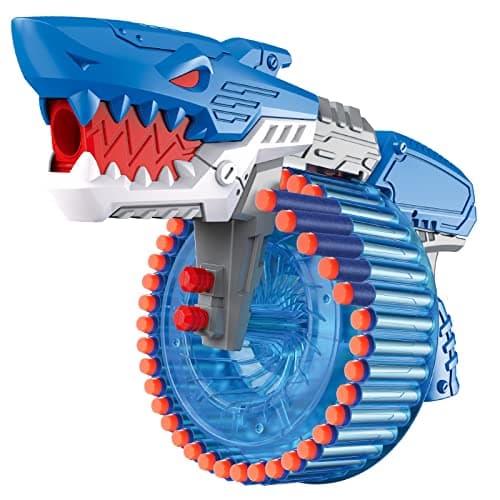 Soft Bullet Toy Gun for Boys Toy Foam Blasters Guns with 120 Soft Bullets 40Dart Rotating Drum Foam Dart Gun Shooting Games Shark Toys Birthday for Kids Teens Adults 6